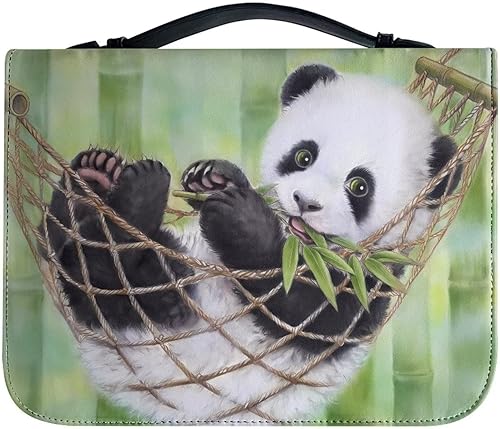 Cozeyat Estuche de bambú para la Biblia de panda para mujeres con almacenamiento, bonitas fundas de Biblia para niñas con marcadores, bolsas de