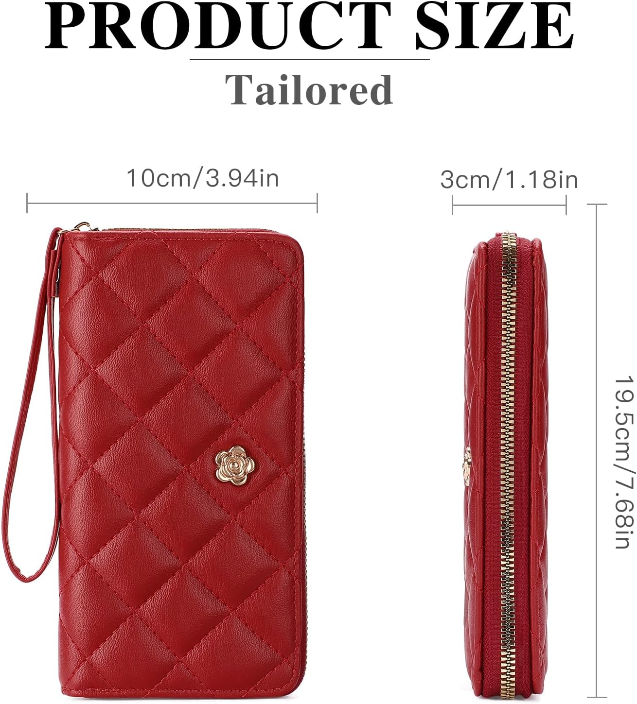 Women's Wallet Wristlet Large Capacity Quilted Card Holder Wallet for Women
