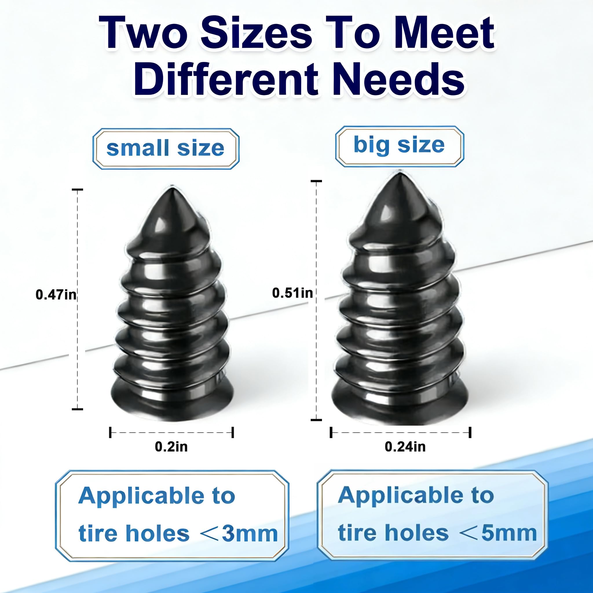 72Pcs Screw in Tire Plugs Kit Tire Repair Rubber Nail Kit Tire Repair Kit Tire Plugs Screw Type Flat Tire Screw Plugs Repair Kit Self Sealing Tire Repair Screws Quick Fix with Screw Tire Plugs Kit - 3