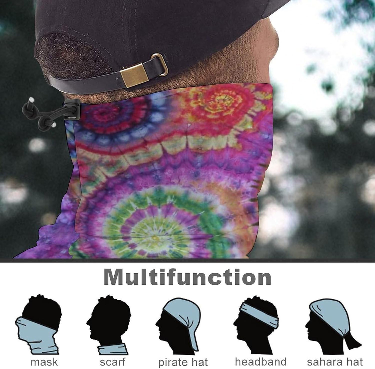 Tie Dye Pattern Neck Gaiter for Men Women Face Mask Cover Bandana Scarf Headband Headwrap Headwear