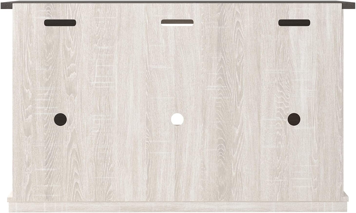 Signature Design by Ashley Dorrinson Farmhouse TV Stand Fits TVs up to 50" with Sliding Barn Doors and Storage Shelves, Whitewash & Gray