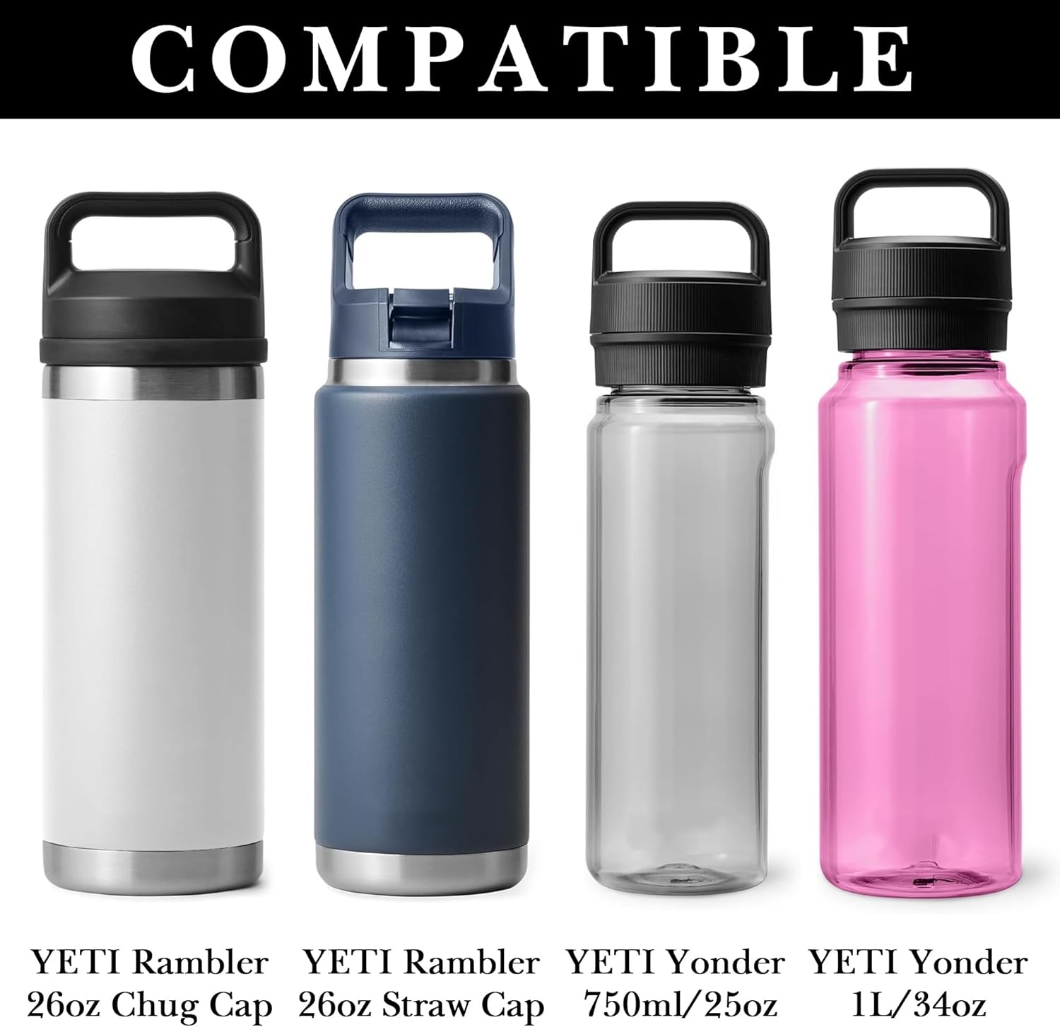 Linkidea Water Bottle Carrier with 2 Strap Compatible with YETI Rambler Bottle 26oz, Yonder 25oz, Travel Waterbottle Sling Bag Holder, Shoulder Strap with Mesh Phone Pocket (Black) - Image 2
