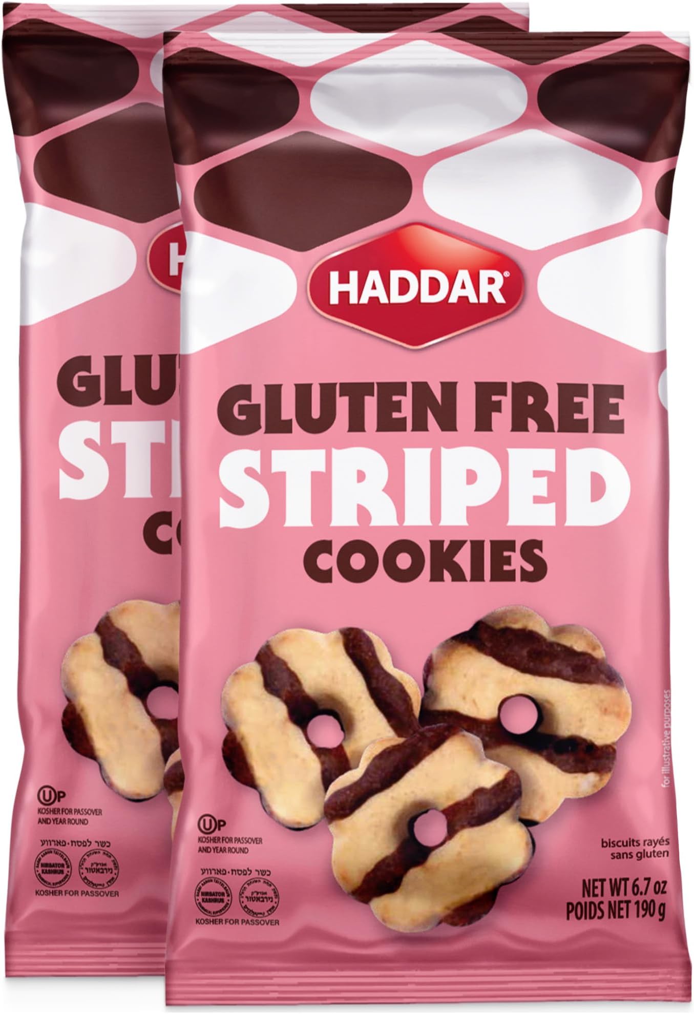 Haddar Gluten Free Fudge Striped Cookies, 6.75 (2 Pack