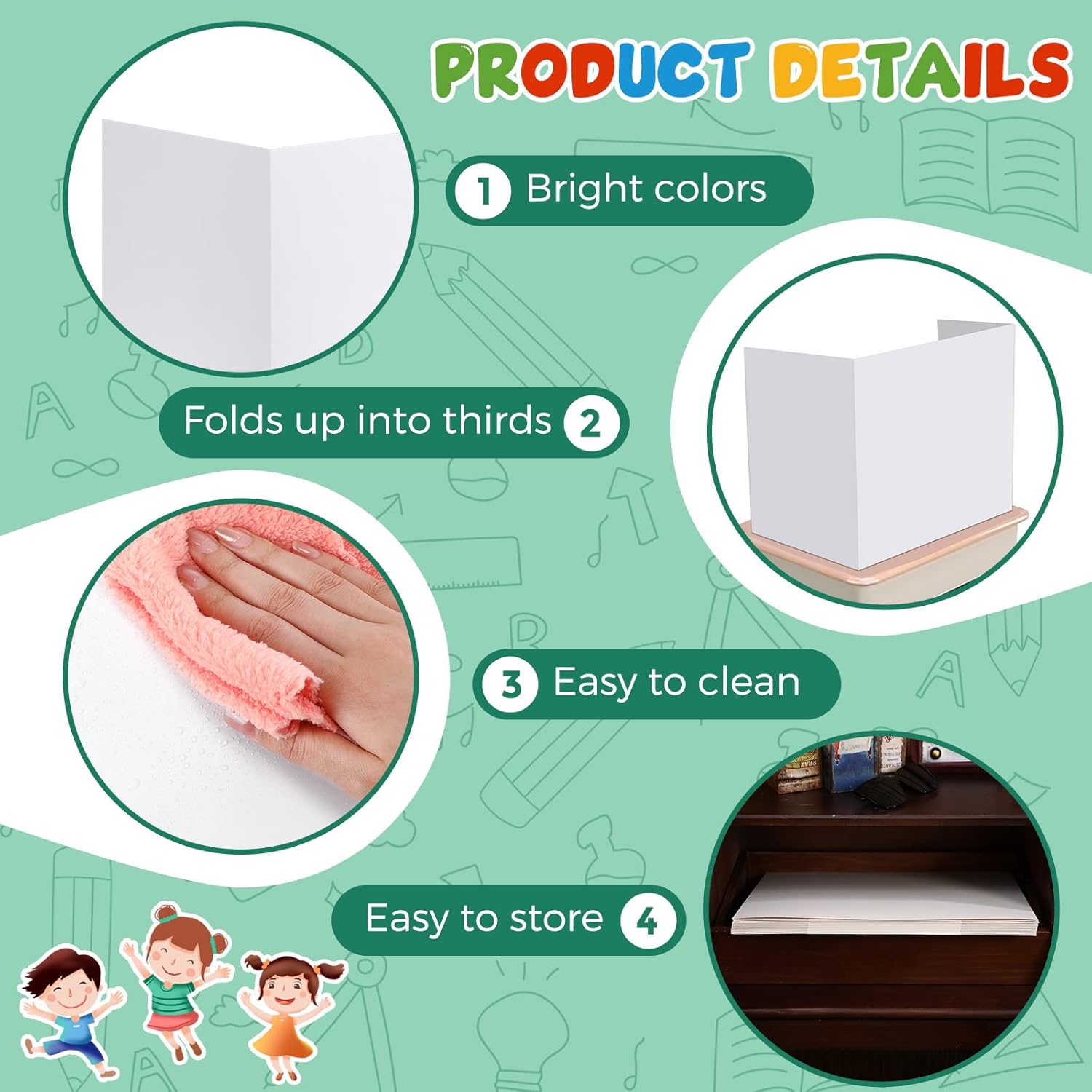 Zhehao 24 Pcs Privacy Boards for Student Desks Bright Colored Classroom Desk Divider Trifold Table Panel Privacy Folders Screen Partition for School Teacher Student Study Test Home