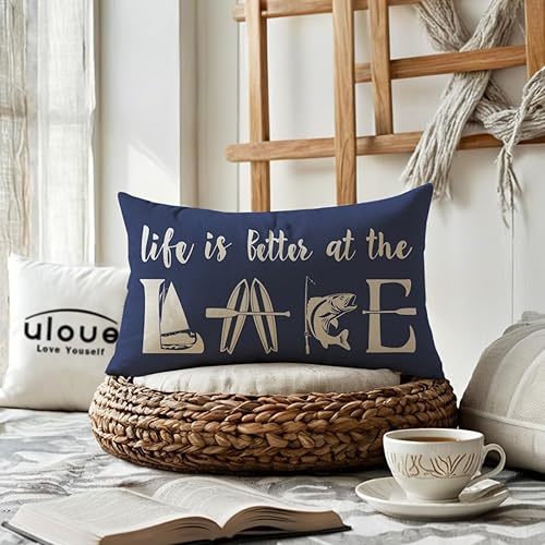 Miniatura 10 de Lake House Decor - Fundas de almohada lumbar, Life Is Better At The Lake Signs, Lake Paddle Lake House, fundas de almohada de regalo, color azul