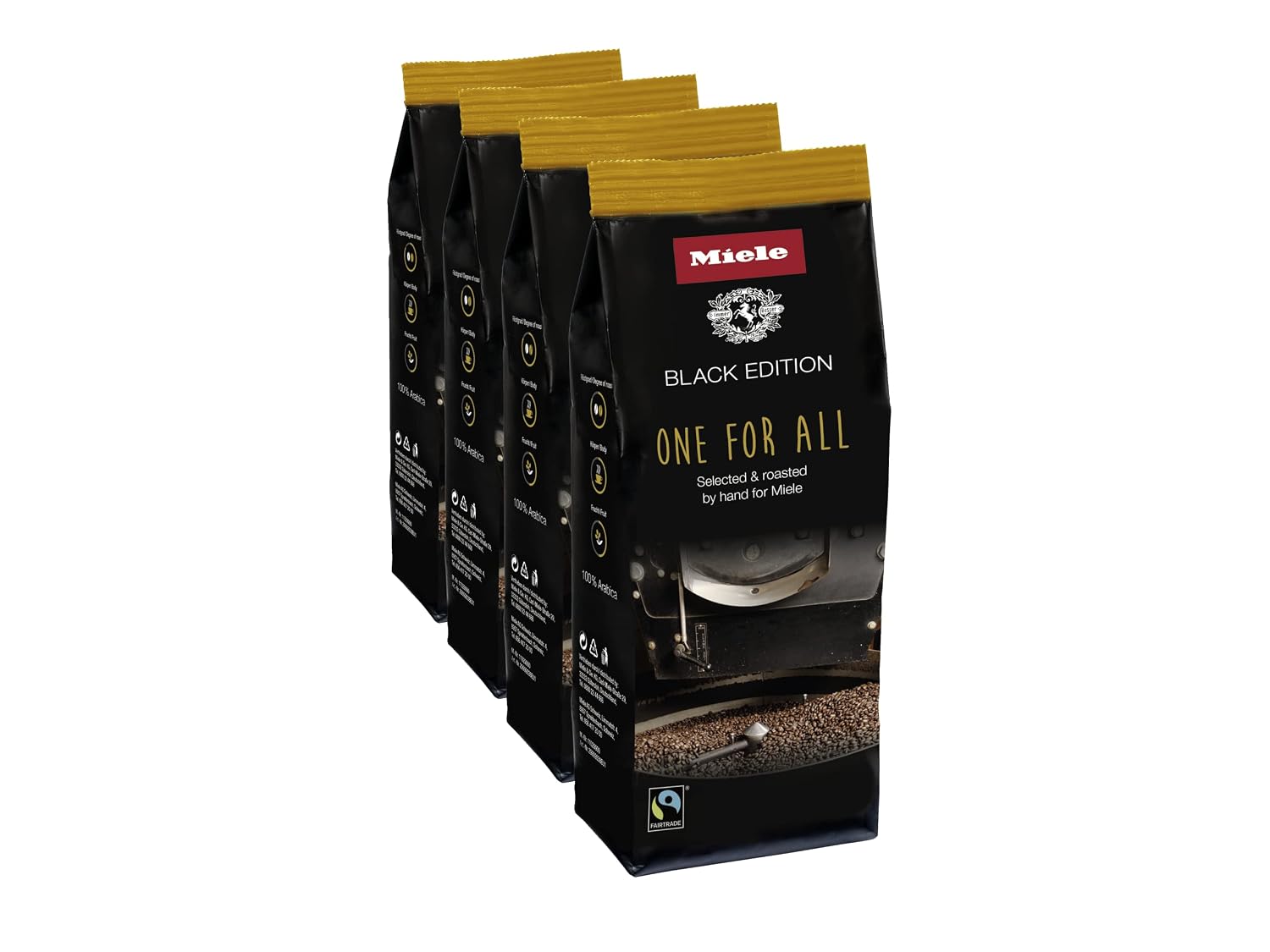 Miele Coffee Beans, Black Edition - OneForAll Arabica Blend, 4 x 8.8 oz Bags