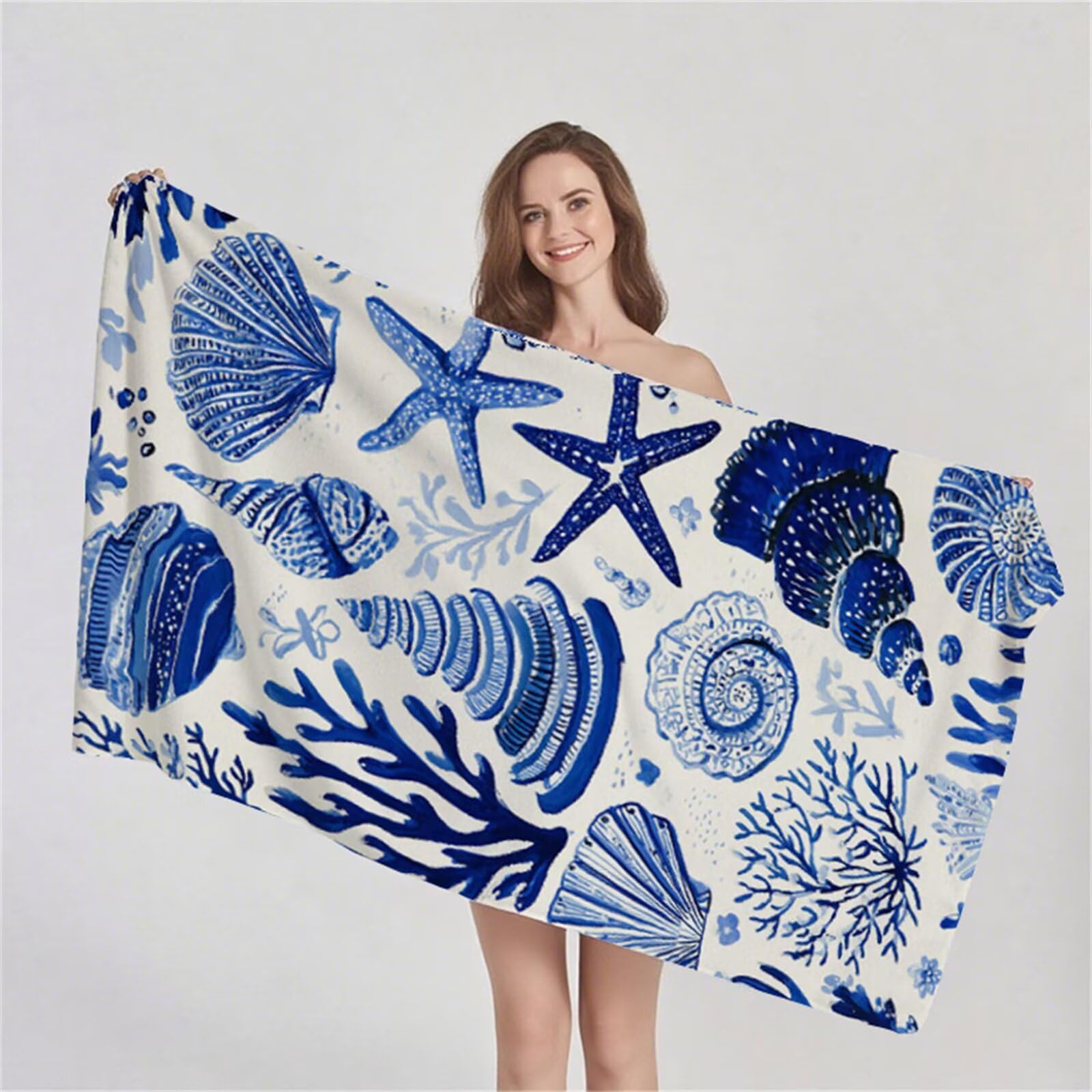 Telo Mare Microfibra 90x180 cm Telo Mare Grande, Asciugamano Palestra Assorbente Asciugatura Rapida, Asciugamano Mare Antisabbi Stuoia Spiaggia per Piscina, Campeggio, Viaggio - Blu Nordico G1-164