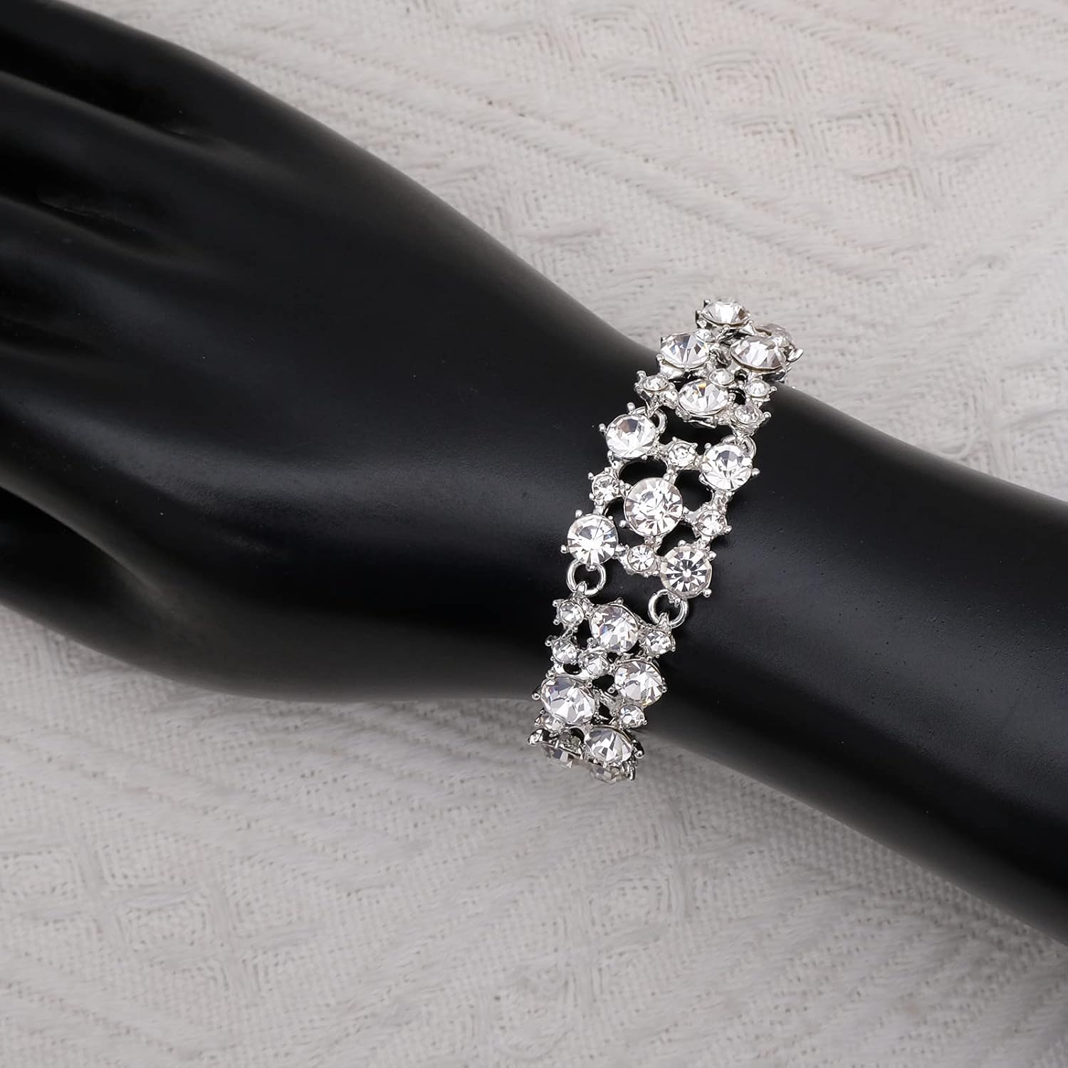 Women's Statement Necklace Earrings Link Bracelet Set for Bride Austrian Crystal Wedding Bridal Costume Jewelry Sets
