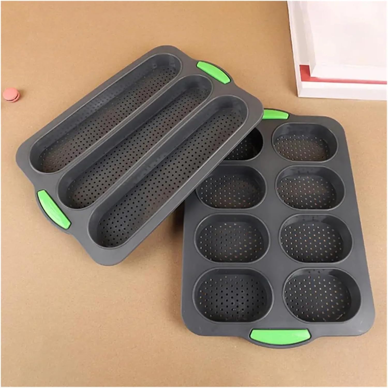 Baking Tray Holes Bread Mold Silicone Dish Burger Buns Sandwich(Gray)