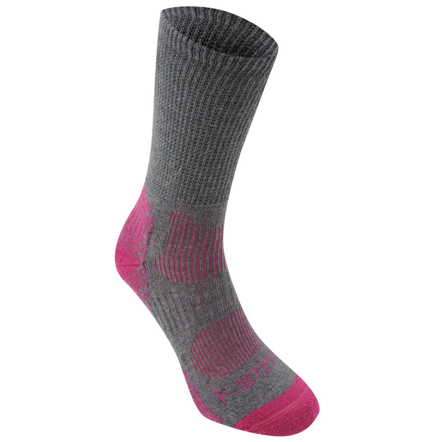 Karrimor Womens MF Light 1 Pack Boot Socks Grey/Fuchsia Ladies 4-8