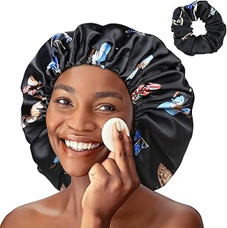 Sponsored Ad - Large Satin Bonnet for Black Women Curly Hair Sleeping