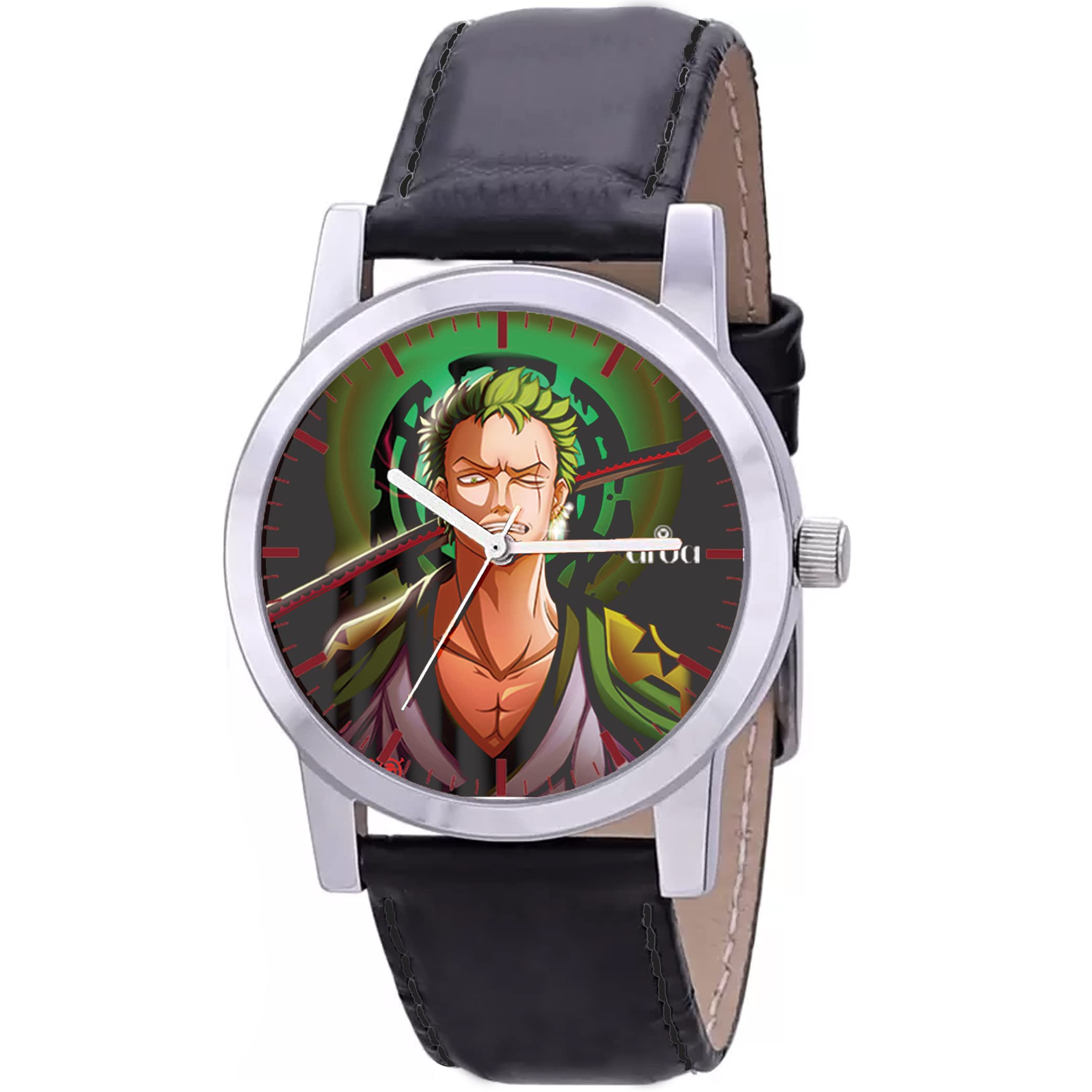 AROA Watch New Watch for Sleepy Jhin Roronoa Zoro Steel Metal Type Analog Watch Black Leather Strap Green Dial for Men Stylish Watch for Boys (B0BZ5552YJ) Amazon Price History, Amazon Price Tracker