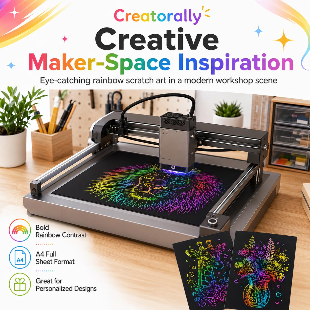 Kratzpapier A4, Bastelpapier für Laser Gravur, Regenbogen 50 Blatt Zum Kinder Zeichnen, Kunstbedarf, DIY, Weihnachten, Geburtstagsgeschenk