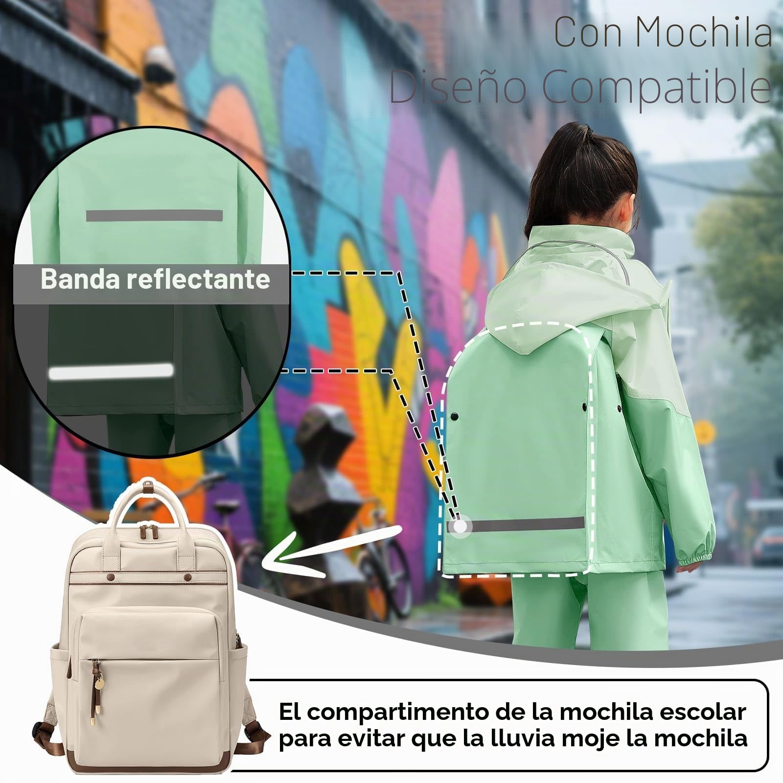 JinBei Traje Impermeable Niños, Chubasquero con Capucha Niña 2 Piezas Ligero Impermeables Chaqueta y Pantalones Reflectante Conjunto Ropa de lluvia Unisex para Escuela Senderismo 8-14 años