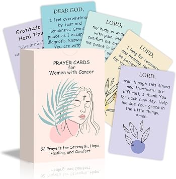 Prayer Cards for Women with Cancer, Breast Cancer Gifts for Woman Patients, Cancer Care Gifts For Women, Breast Cancer Positive Messages For Cancer Warriors, Must Have Cancer Comfort Gifts