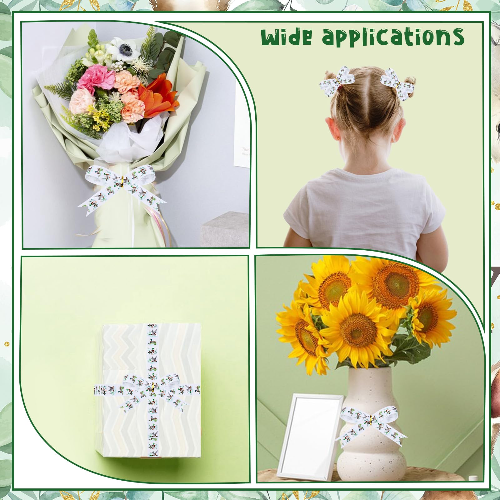 4 Rolls Here Comes The Sun Ribbons - 20 Yards Grosgrain Craft Ribbons For Wreaths & Gift Wrapping