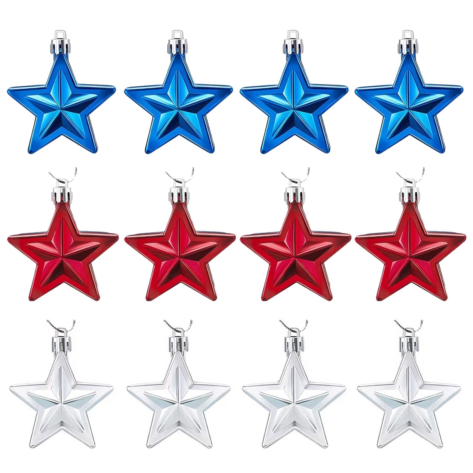 Qusinfc Of 12 Patriotic Stars Ornament Easy Hanging July Fourth Party Recyclable Holiday Ornament