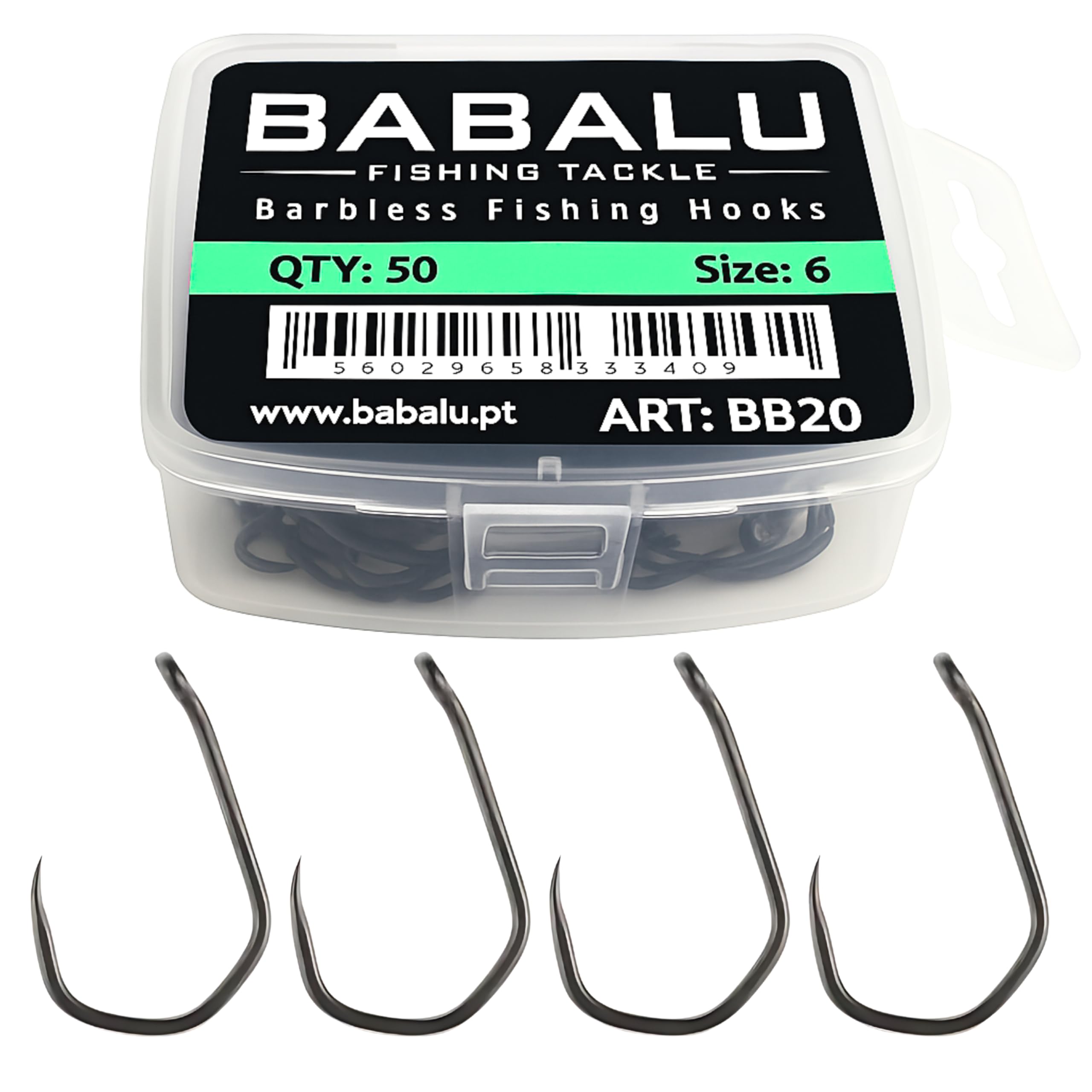 Barbless Fishing Hooks BB20 50 Pieces High Carbon Steel (#8)