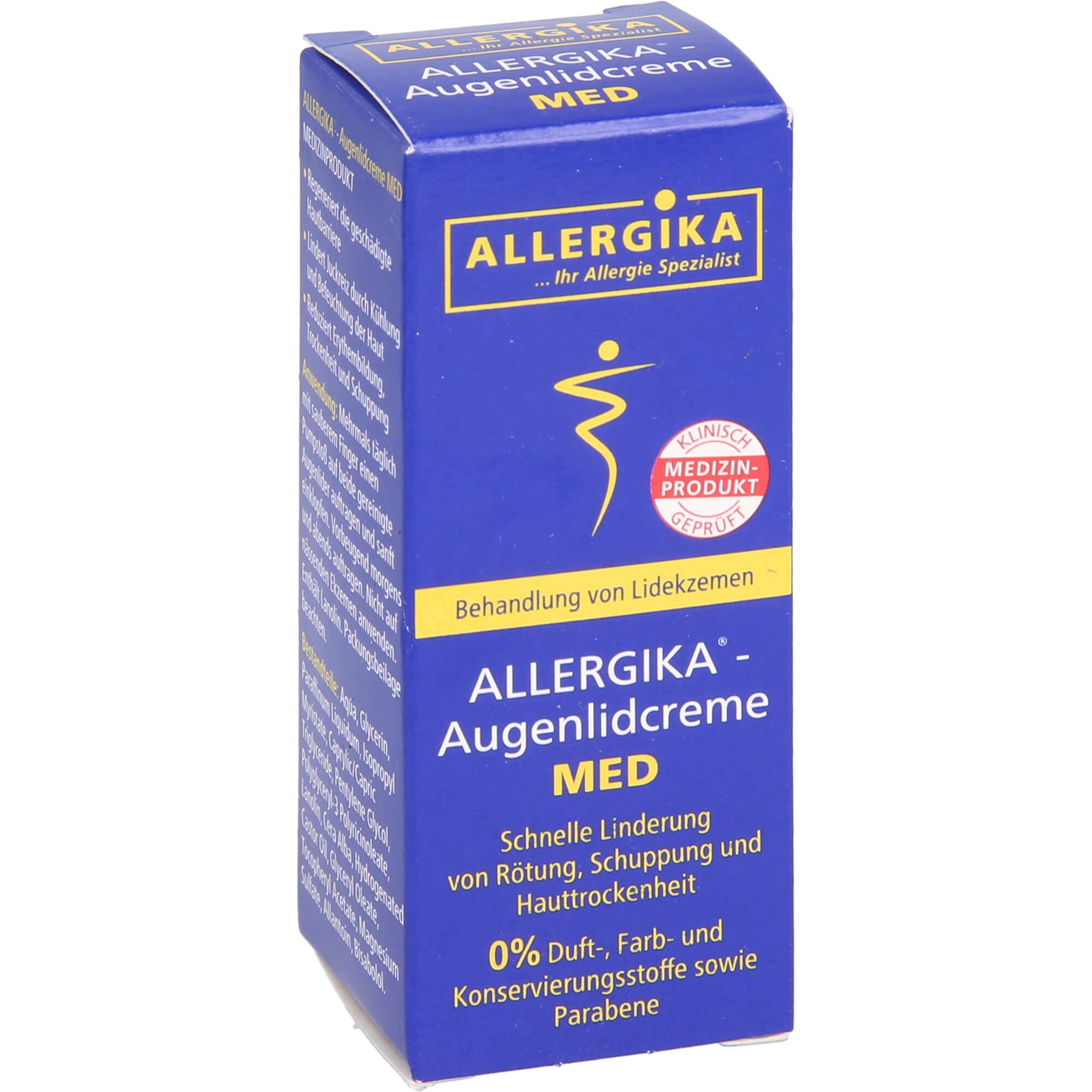 Allergika Med Augenlidcreme, 15 ml, Schnelle Linderung von Rötung, Schuppung und Hauttrockenheit
