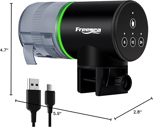 Miniatura 8 de FREESEA Alimentador automático de peces para acuarios Dispensador automático de alimentos para peces recargable - Alimentador temporizador de