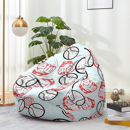 Miniatura 2 de Puf de almacenamiento de animales de peluche de béisbol 3D para niños y adultos, puf rellenable (sin relleno) para sala de estar, sofá perezoso