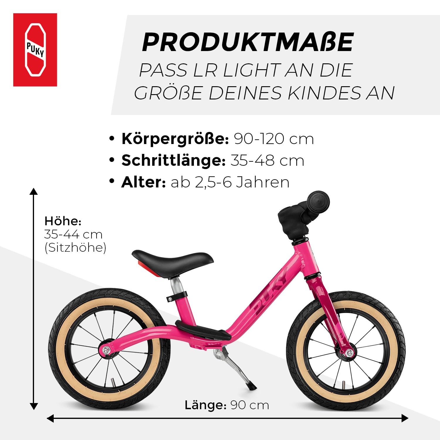 PUKY LR Light Laufrad Rosa | Hochwertige Luft-Bereifung | Niedriger Einstieg | Einstellbarer Lenker & Sattel | Sicherheitsfeatures | Stylisches Retro-Blau Design | Nur 3,3 kg | Ab 2 ½ Jahren