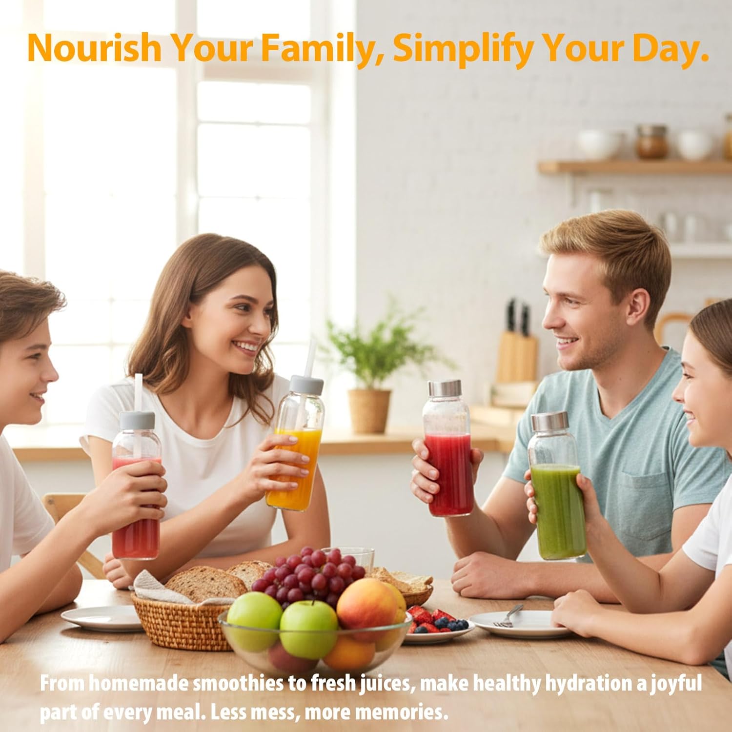 Sursip 10 oz Glass Juice Bottles, 8 Pack with Stainless Steel Lids – Reusable Small Glass Bottles for Smoothies, Iced Tea & Milk – Leak-Proof, BPA-Free, Dishwasher Safe - Image 9