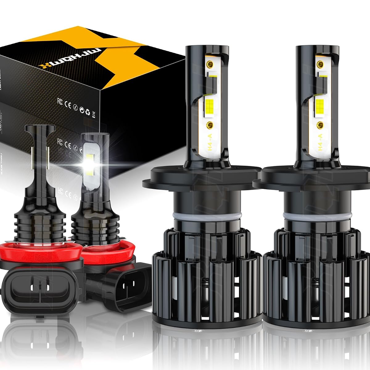 XWQHJW 9003 High Low Beam H11 Fog Lights, 6000K Bright White, Plug n Play,