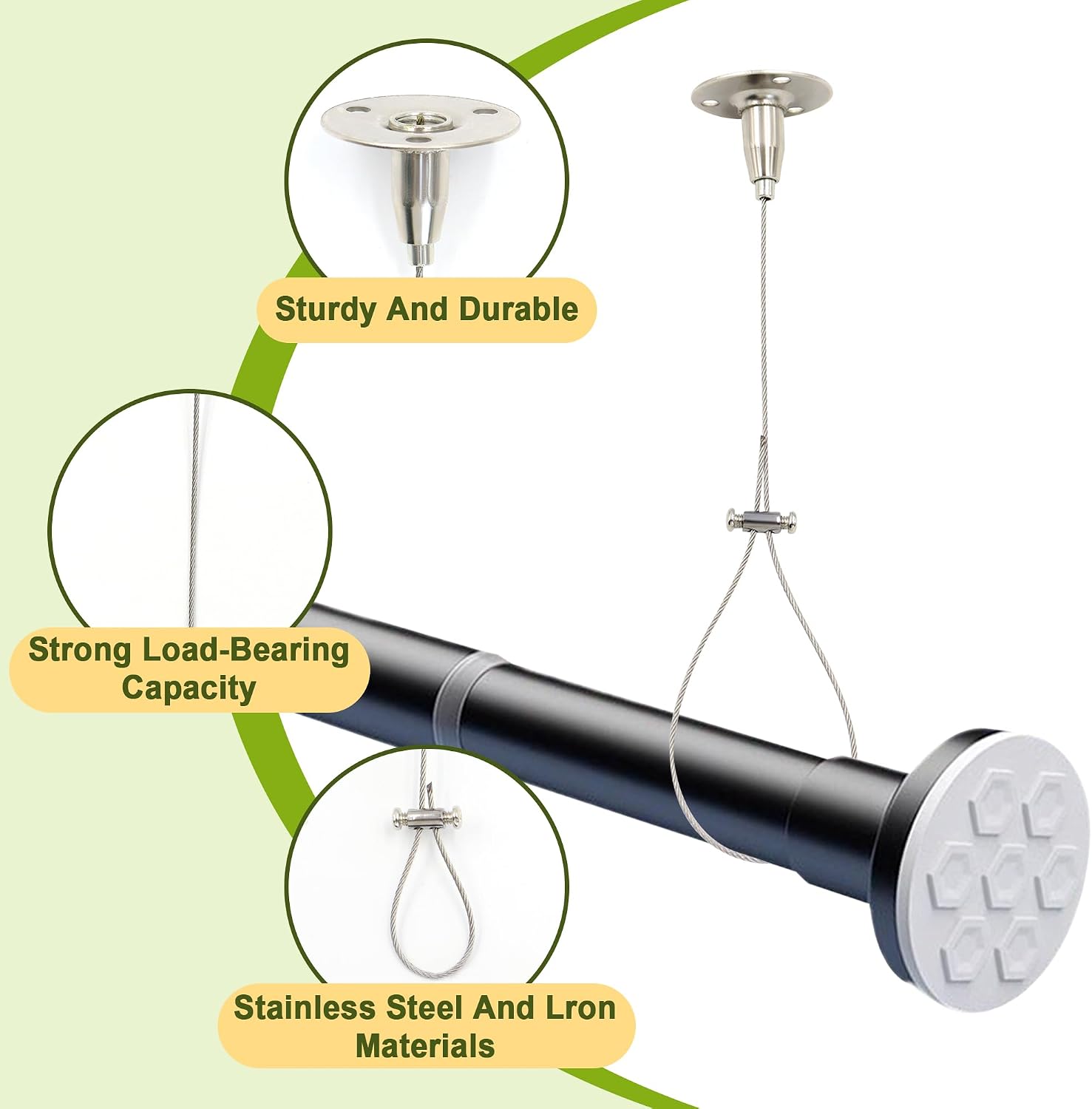 2 Pack Ceiling Mount Curtain Rod Bracket, 59" Shower Curtain Rod Holders