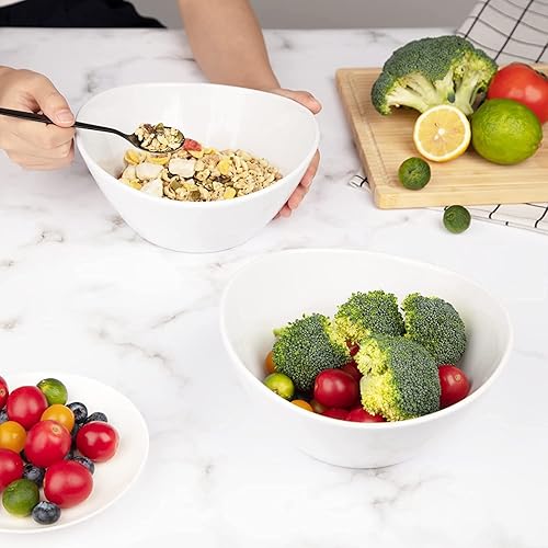 Miniatura 9 de GlowSol Tazones de sopa blancos de 23 onzas juego de 12 tazones de cerámica pequeños cuencos de ensalada cuencos de porcelana blanca cuencos