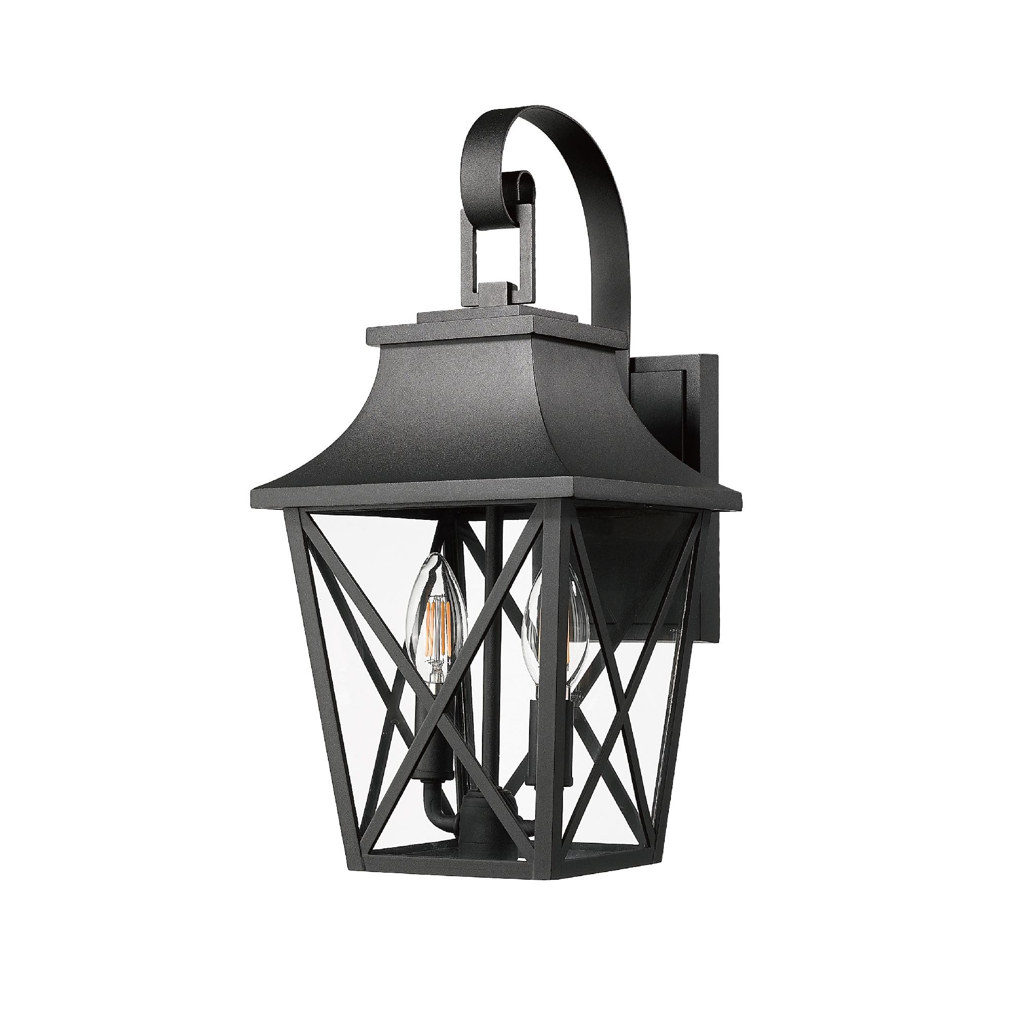 VDOQTLJT Black Outdoor Wall Lantern 2-Light Waterproof Modern Sconce for Porch Industrial Design Large Size Easy Installation
