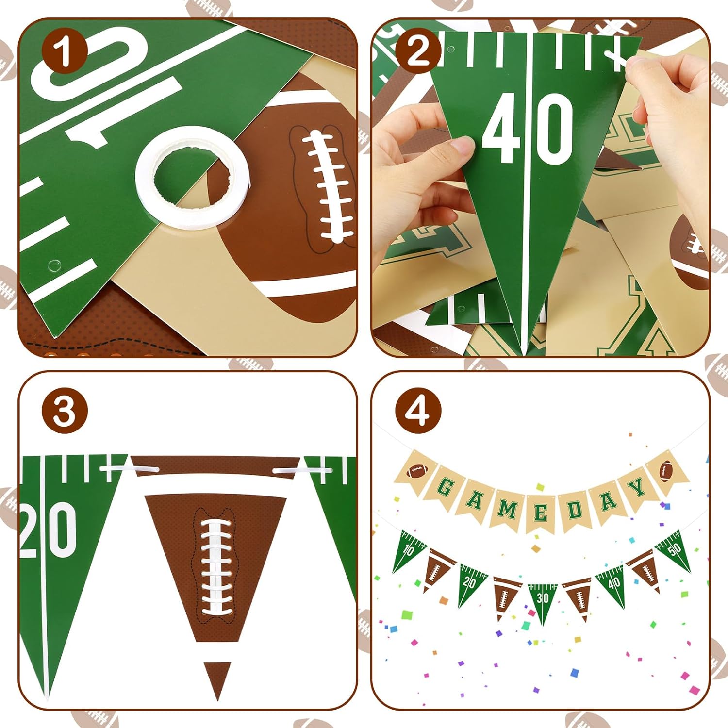Football Game Day Banner Football Party Banner Pennant Banner Garland Football Party Decorations for Kids Adult Birthday Baby Shower Sports Party Supplies - Image 7