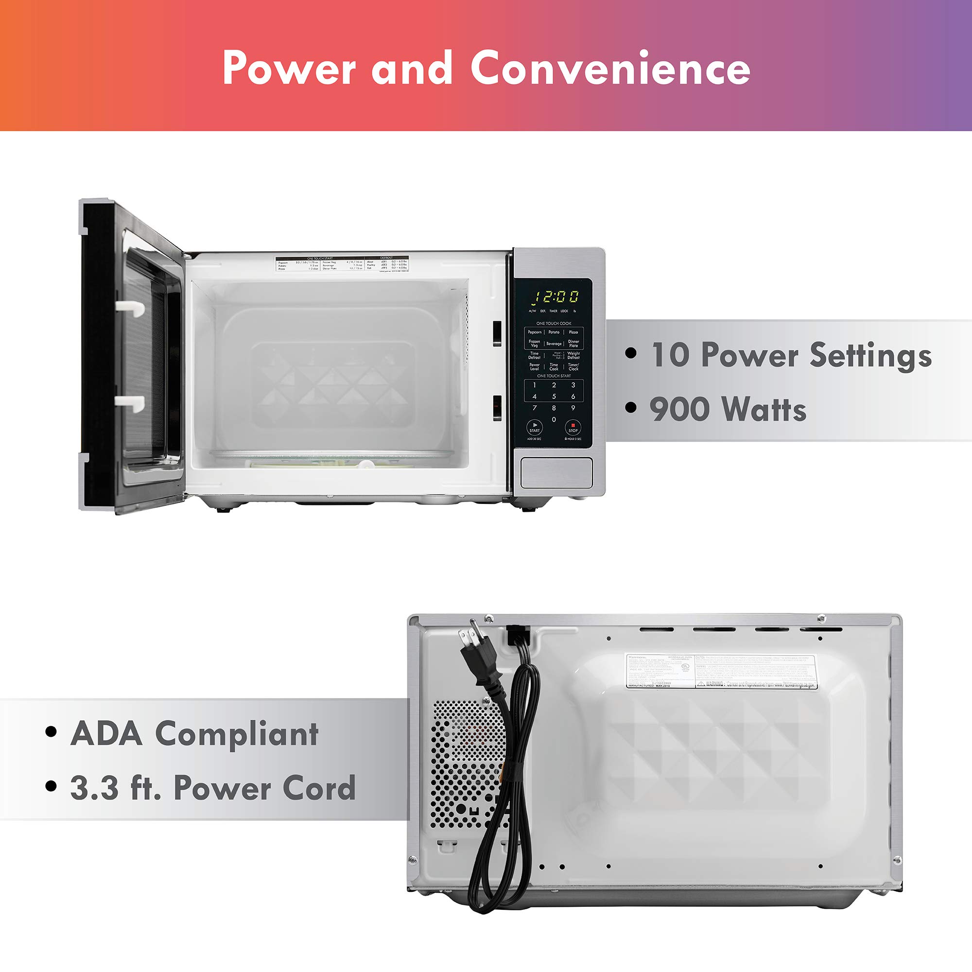 BLACK+DECKER EM031MB11 Digital Microwave Oven with Turntable Push