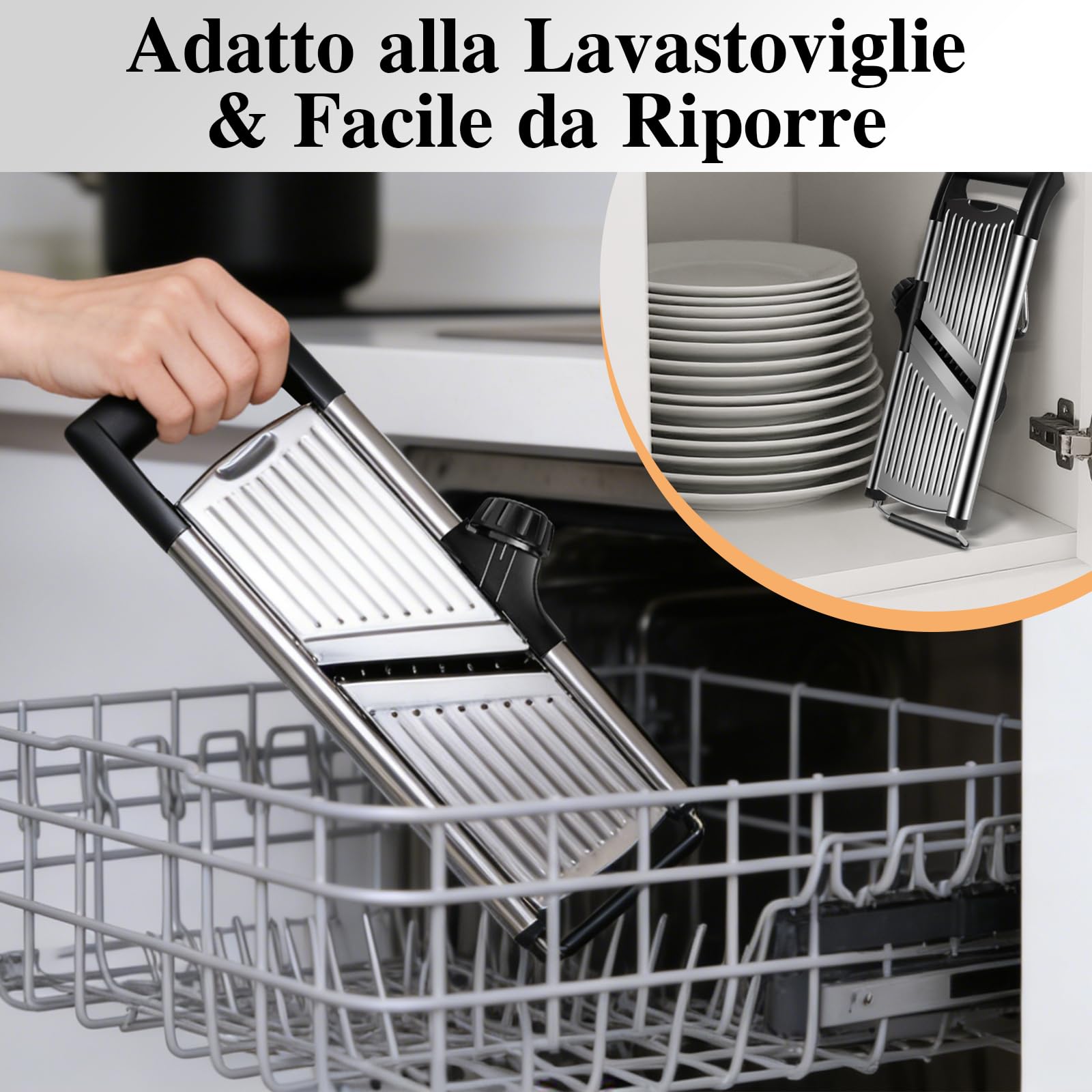 MASTERTOP Mandolina Affettatrice Professionale, Mandoline Giapponese per Verdure, Mandolina Vegetale Regolabile con Lame Affilate, Affetta Verdure Cucina in Acciaio Inox per Patate, Carote, Cipolle