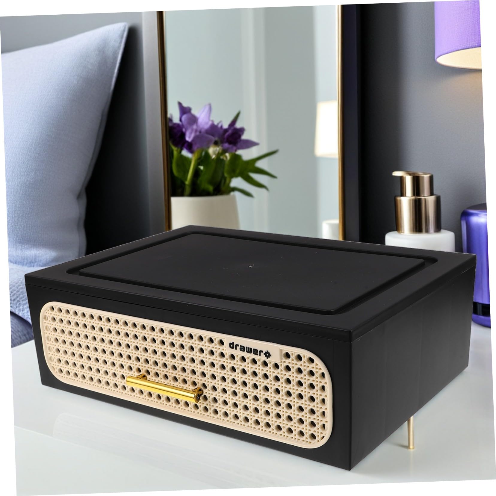 SOIMISS Boîte de Rangement Maquillage avec Organisateur pour Coiffeuse et Comptoir Protection Anti-poussière pour Cosmétiques et Accessoires
