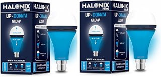 Halonix 10W Up Down Glow White & Blue LED Bulb | 3 Modes | Switch On-Off to Change Color | Decorative B22D | Pack of 2 Price In India