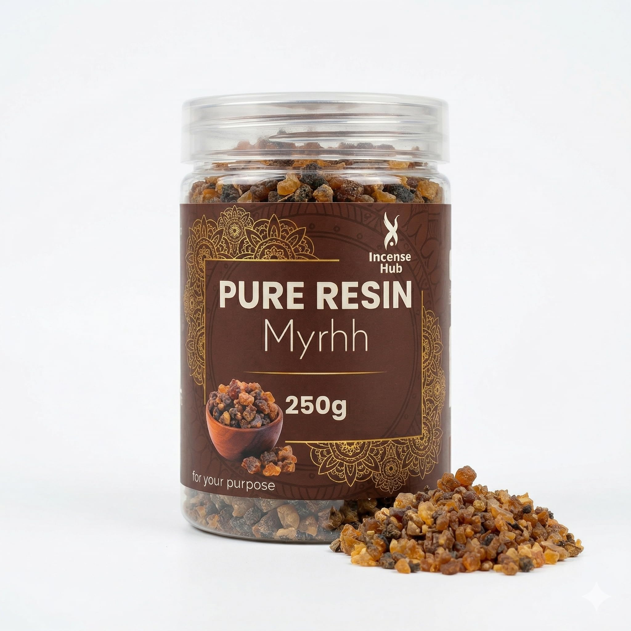 INCENSE HUB 100% Pure Resin | Myrrh| Premium Temple-Grade MYRHH for Havan | Dhoop & Vastu Cleansing | Long-Lasting Sacred Aroma | 250g