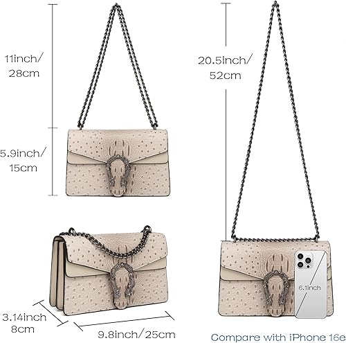 Vista 3 de MYHOZEE Bolsos cruzados para mujer - Bolso de mano con estampado de serpiente, bolsos de hombro con cadena de cuero, bolsos de noche