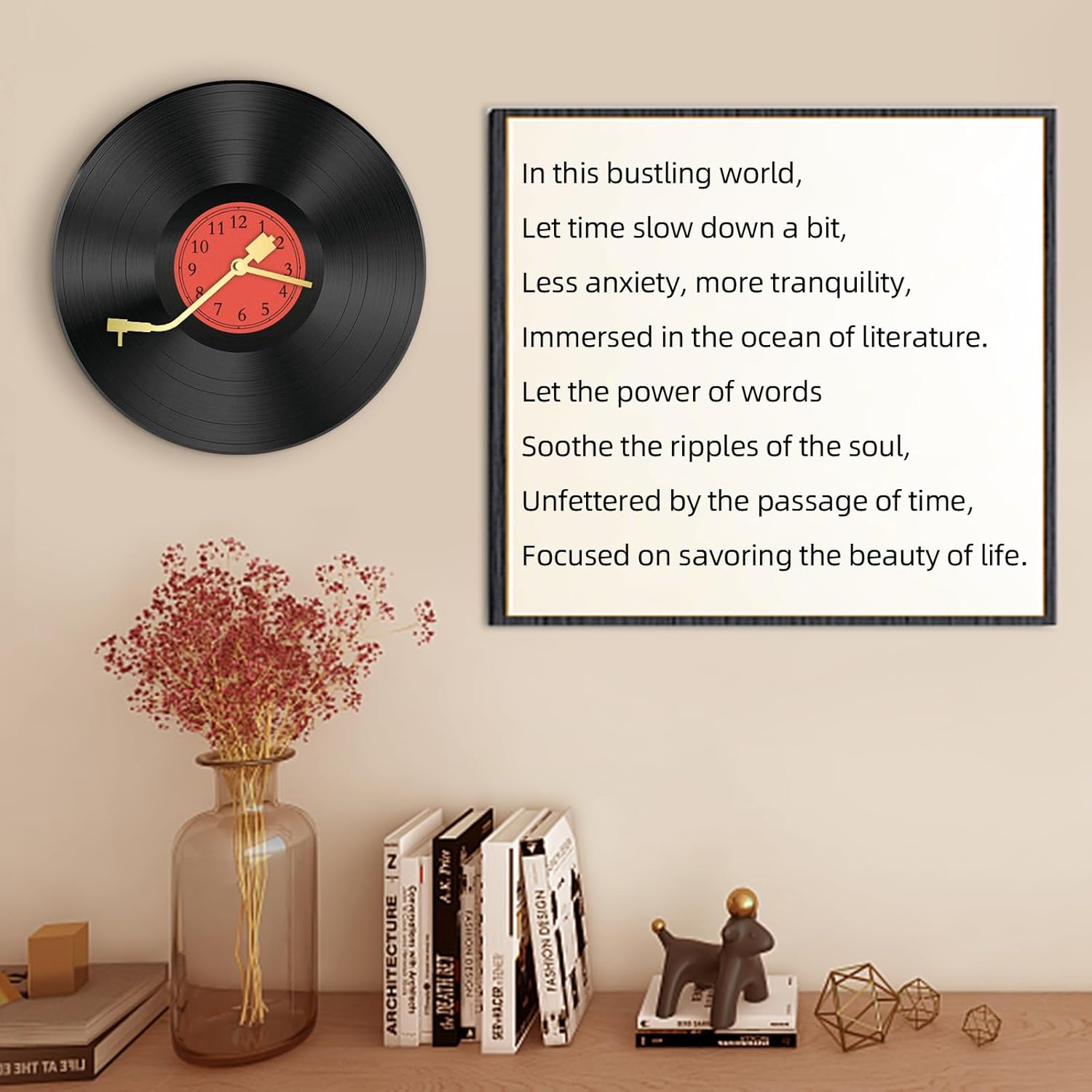 12" Vinyl Records Wall Decor, Vinyl Record Wall Clock, Unique Wall Clocks with Battery Operated (Battery Not Included) Music Decor and Room Decor