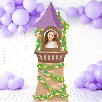 Princess Castle Backdrop Photo Booth Prop Princess Birthday Party Decoration Purple Cartoon Castle Floral Banner Fairy Photography Background for Girls Birthday Baby Shower Wedding Supplies