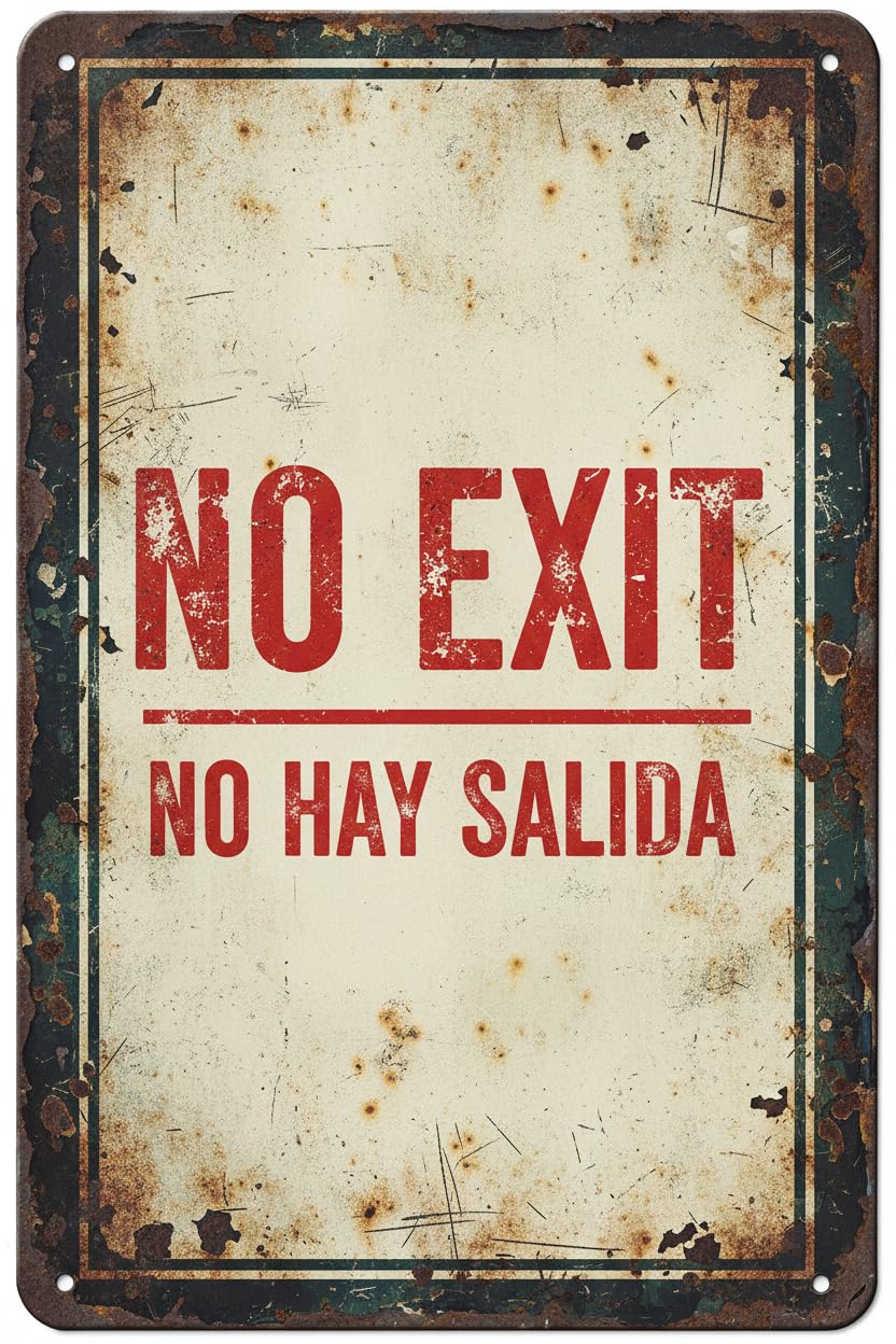 Wall Decor Bilingual Safety Sign-no Exit/no Hay Salida Metal Sign 8 X 12 Inches Clear Signage For S, Fences Vintage Signs Aluminum Plates Printed