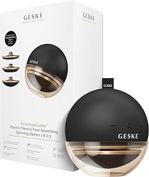 GESKE Electric Pumice Foot Smoothing Spinning Sphere | 8 in 1 | Electric Foot File & Exfoliator | 3 Pumice Stone Attachments | for Smooth Feet | Advanced Callus Removal |for Your Pedicure Set