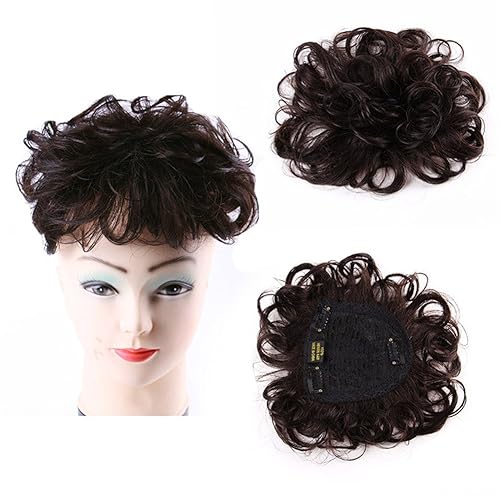 Miniatura 7 de RemeeHi Toppers de cabello humano corto, rizado, ondulado, 4.7 x 4.7 pulgadas, sin costuras, esponjoso, repuesto para cubrir el cabello blanco,