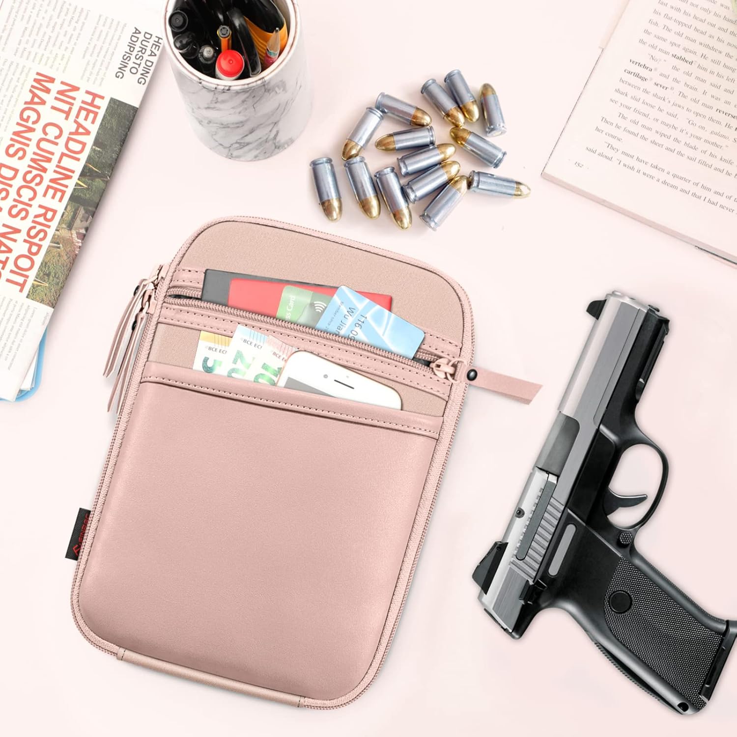 FINPAC Concealed Carry Gun Pouch, Soft Pistol Case Fanny Pack Waist Belt Firearm Bag with Holster for Handgun, Air Gun, Men, Women (Rose Gold) - Image 7