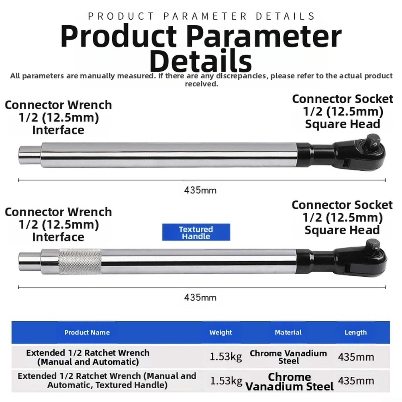 Llave de trinquete extendida de 12 pulgadas para conmutación bidireccional de acero cr-V con agarre texturizado para mecánicos (estilo suave)
