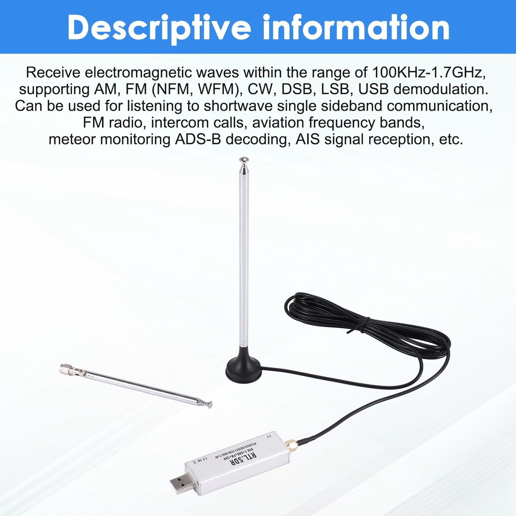 Blog RTL-SDR RéCepteur RTL SDR V3 RTL2832U 0,1 MHz-1,7 GHz TCXO SMA RéCepteur Radio DéFini par Logiciel avec Antenne