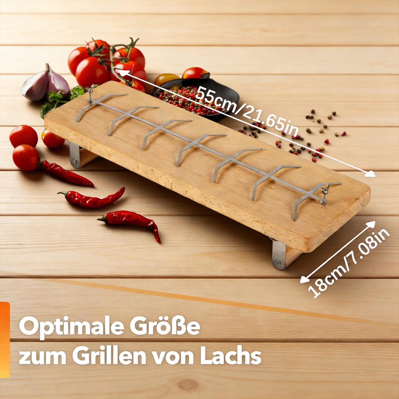 Parrillas de barbacoa de salmón de acero inoxidable con plegable y marco de madera para cocinar aire libre y acampar parrilla de barbacoa de pescado flexible