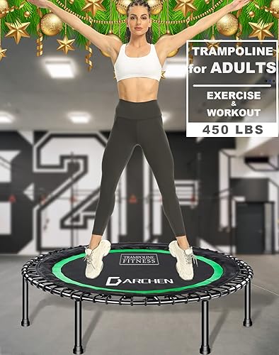 Miniatura 5 de Darchen Mini trampolín de 450 libras para adultos, trampolín pequeño para ejercicio de rebote en interiores para entrenamiento, fitness para rebote