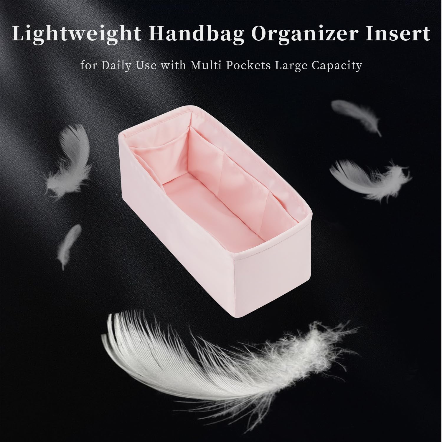 Organizer-Einsatz für Hermes-Taschen, luxuriöse Taschen, Aufbewahrung mit Seide, leichte Innentasche, kompatibel mit Lindy 26 Taschen, mehrere Taschen, großes Fassungsvermögen (Rosa,