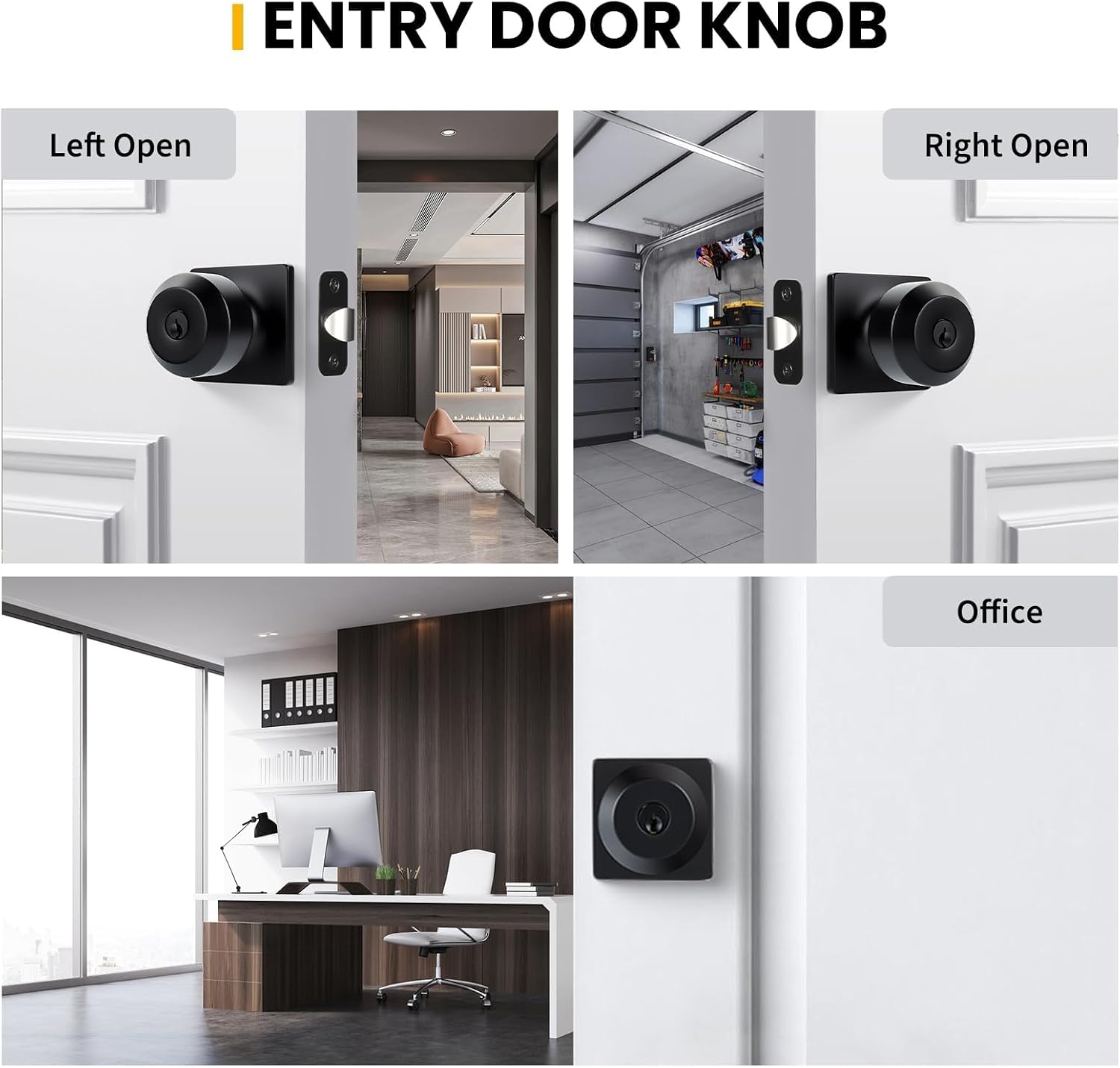 Goldenwarm Matte Black Keyed Alike Exterior Door Knob, Front Door Knob with Lock and Key, Black Door Knobs Exterior 1 Pack